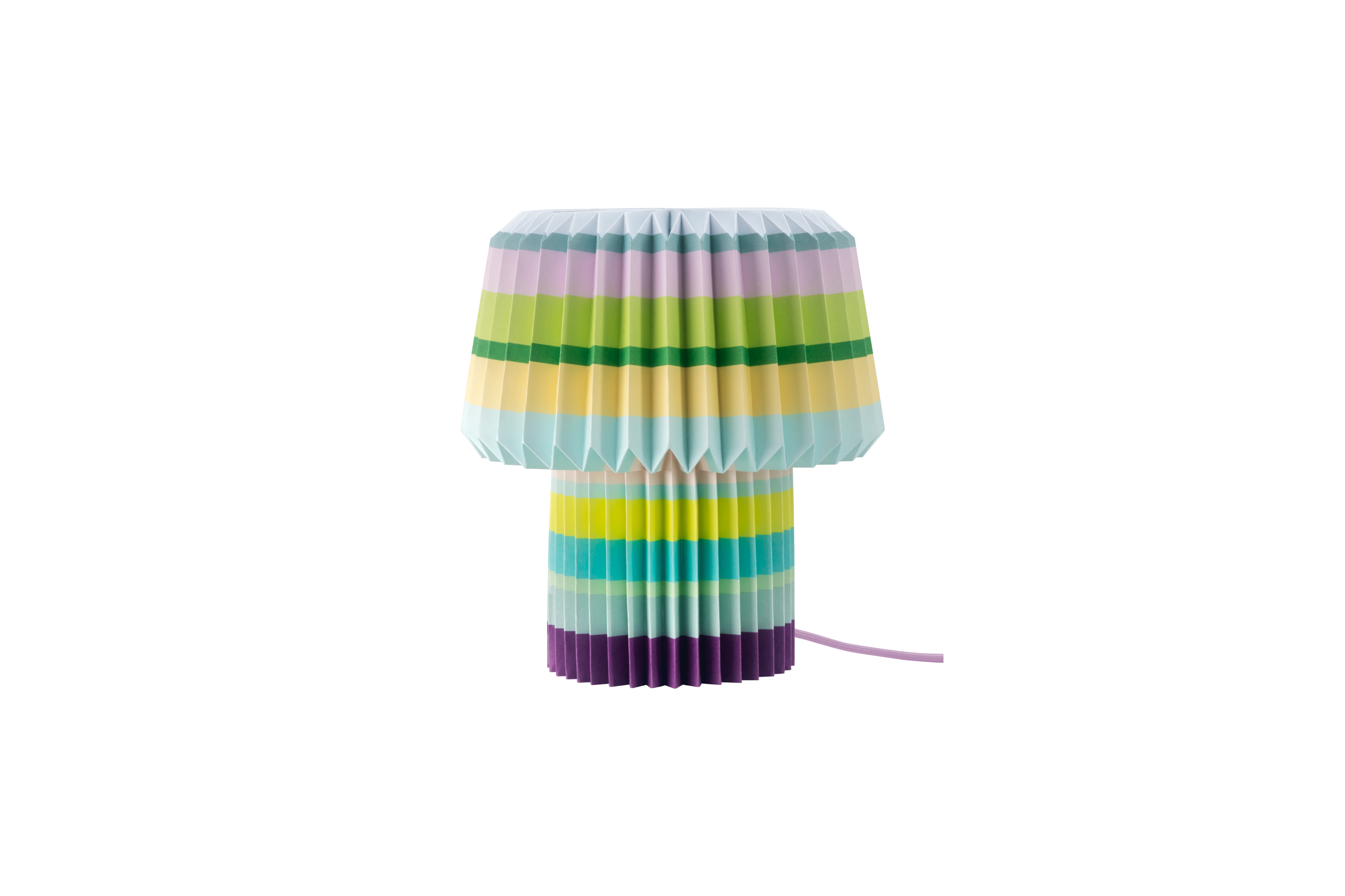 Colorful striped lampshade on a white background