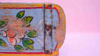 Indian Wooden Brick Mould with Hand Painted Floral Design – Vintage Rustic Storage Box