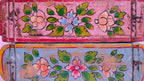 Indian Wooden Brick Mould with Hand Painted Floral Design – Vintage Rustic Storage Box