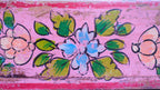 Indian Wooden Brick Mould with Hand Painted Floral Design – Vintage Rustic Storage Box