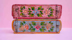 Indian Wooden Brick Mould with Hand Painted Floral Design – Vintage Rustic Storage Box