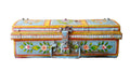Decorative metal trunk with floral patterns 