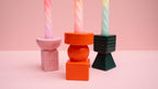 Set of 3 Ceramic Geometric Candle Holders