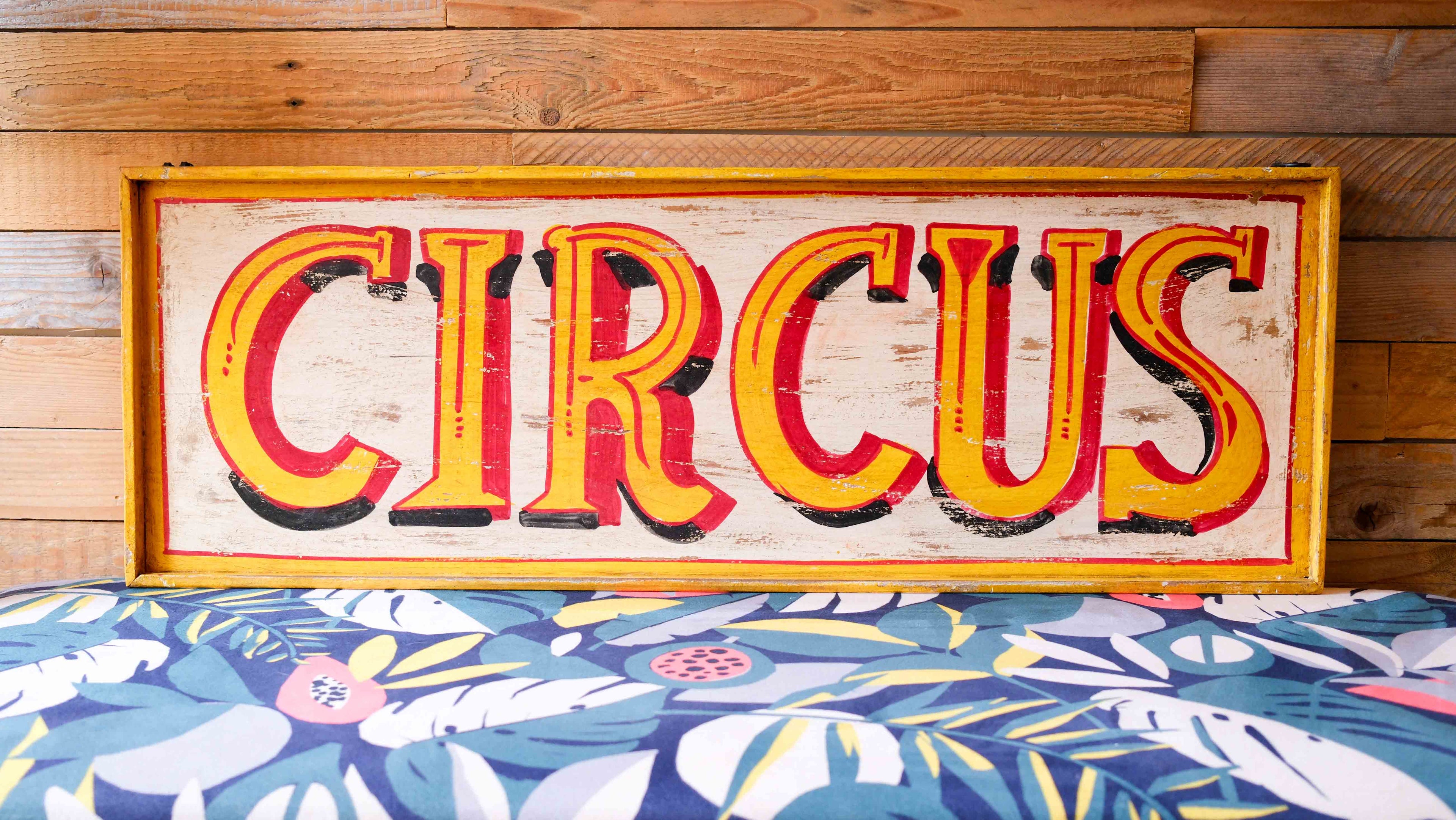 Circus Wooden Sign – Hand-Painted Vintage Fairground Wall Sign