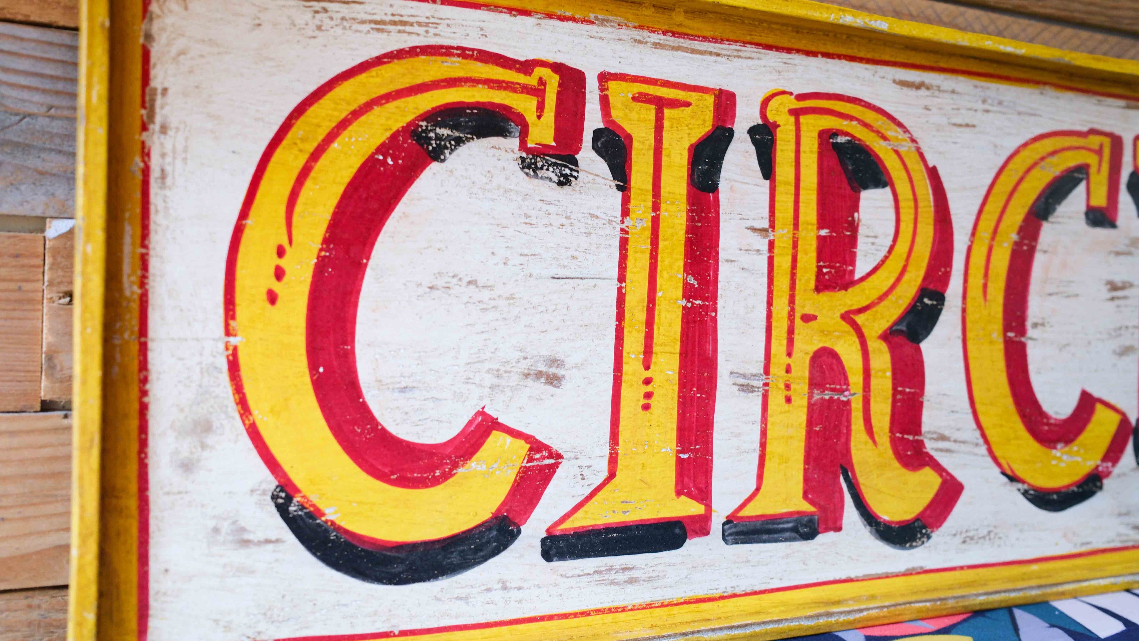 Circus Wooden Sign – Hand-Painted Vintage Fairground Wall Sign