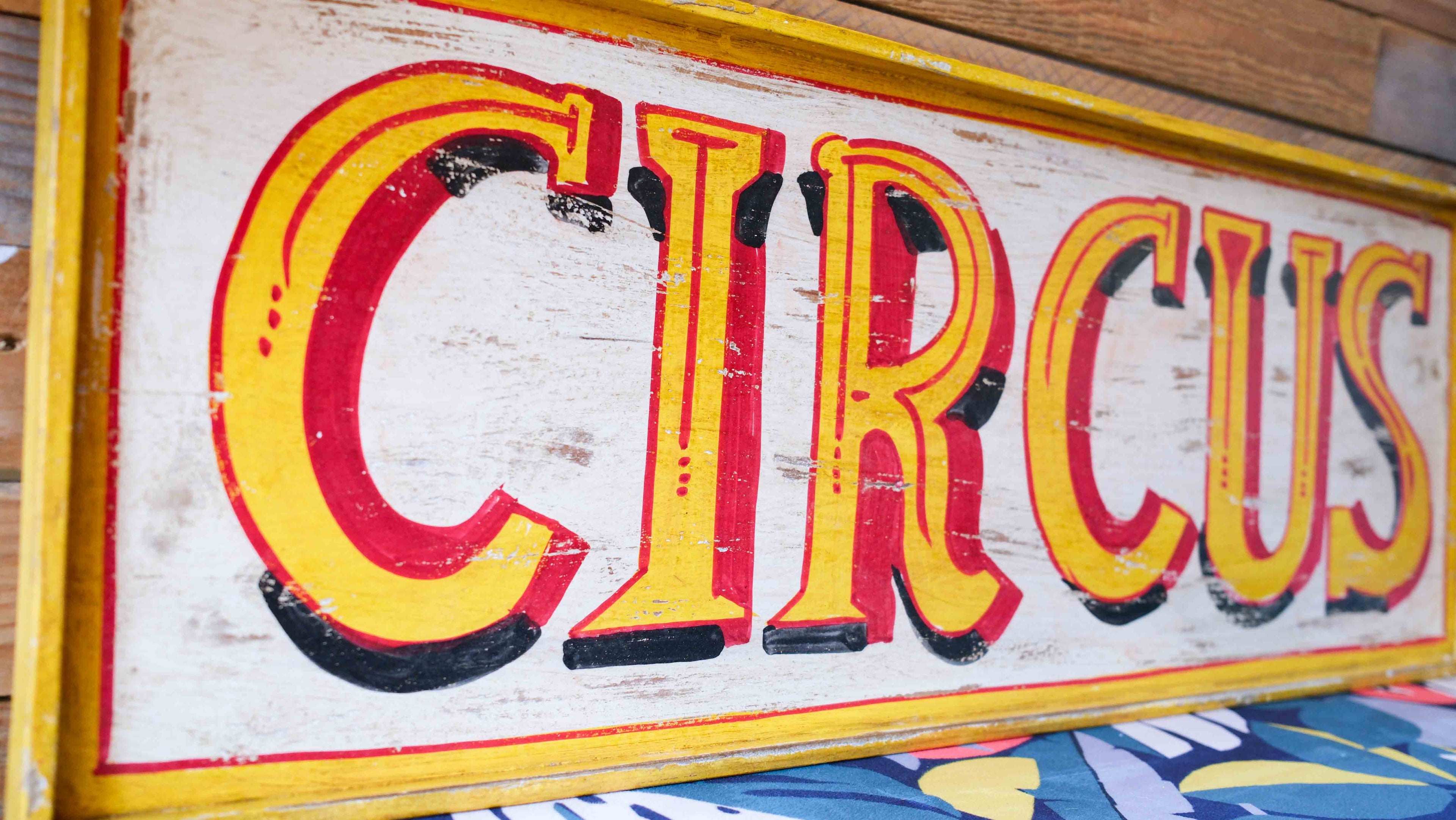 Circus Wooden Sign – Hand-Painted Vintage Fairground Wall Sign