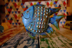Quirky Blue Metal Fish Lantern