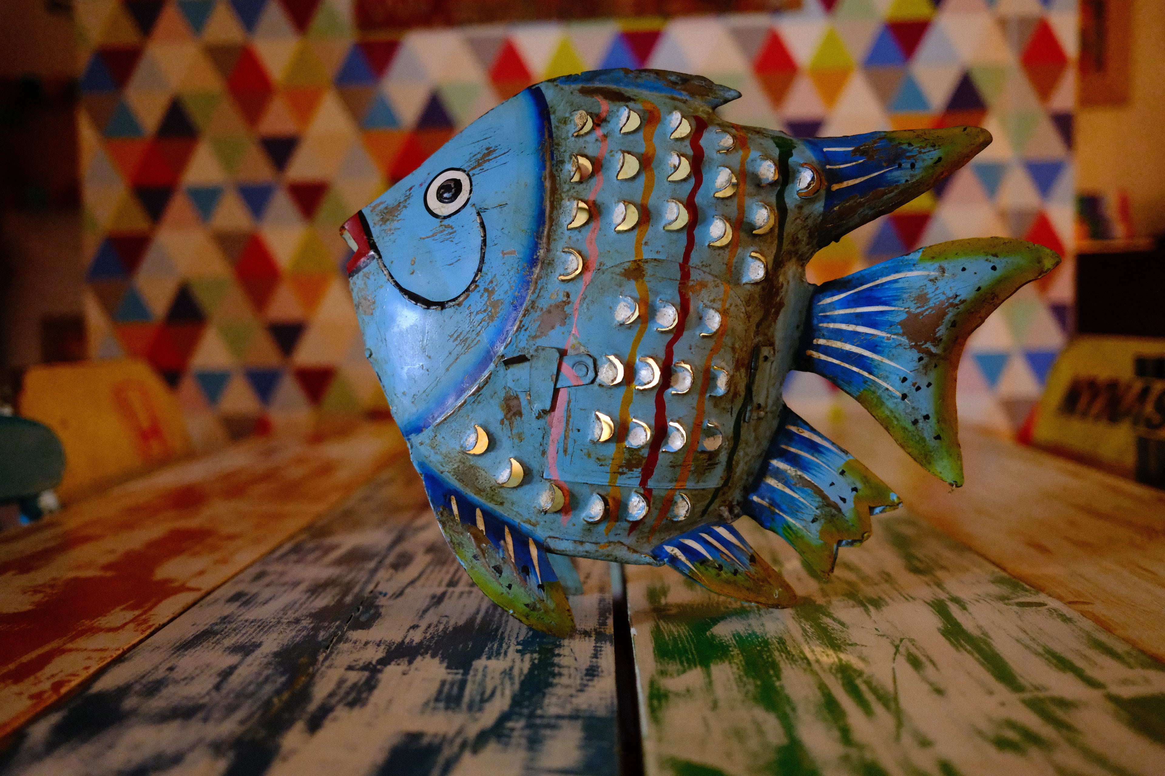 Quirky Blue Metal Fish Lantern