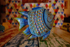Quirky Blue Metal Fish Lantern