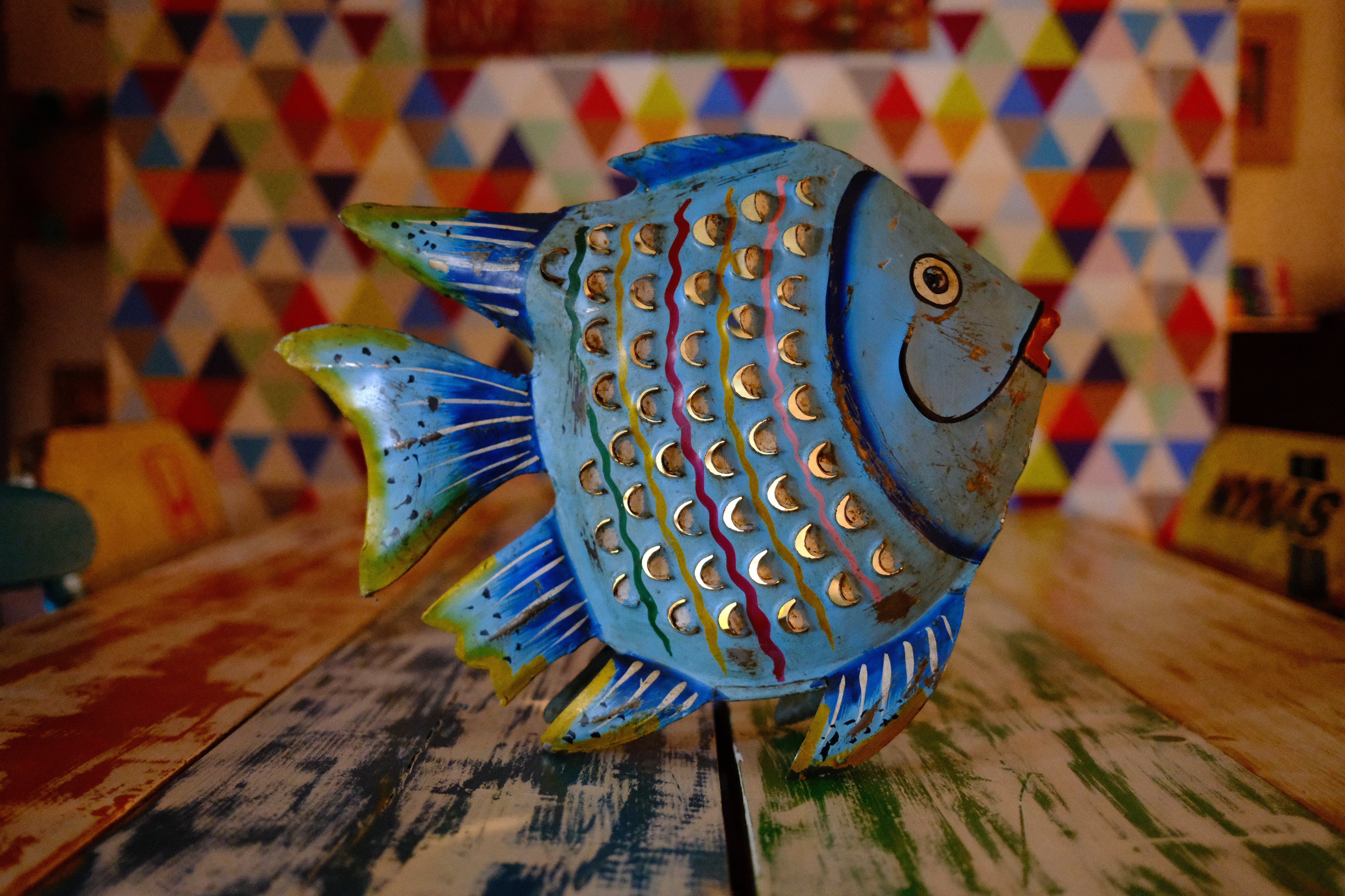 Quirky Blue Metal Fish Lantern