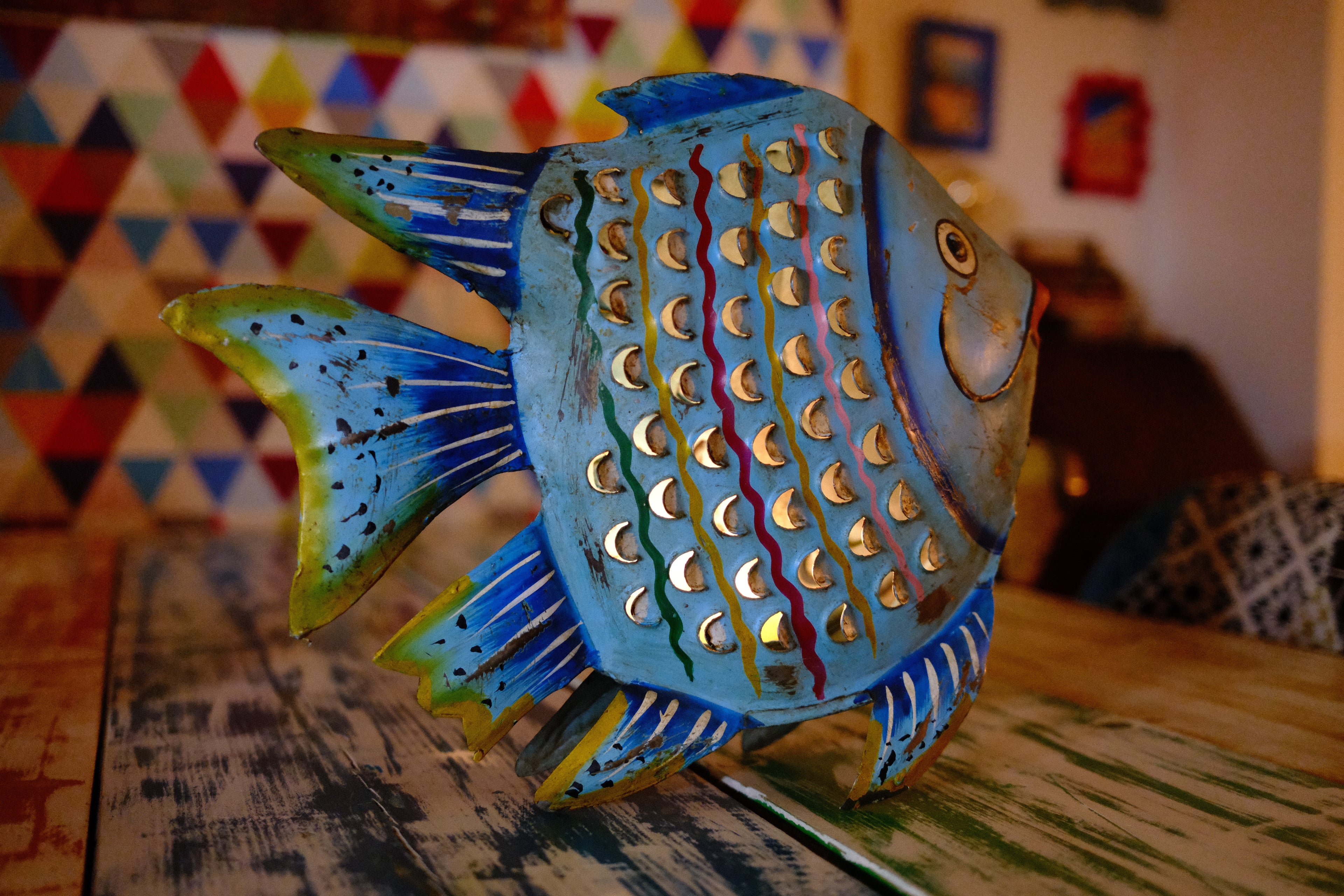 Quirky Blue Metal Fish Lantern