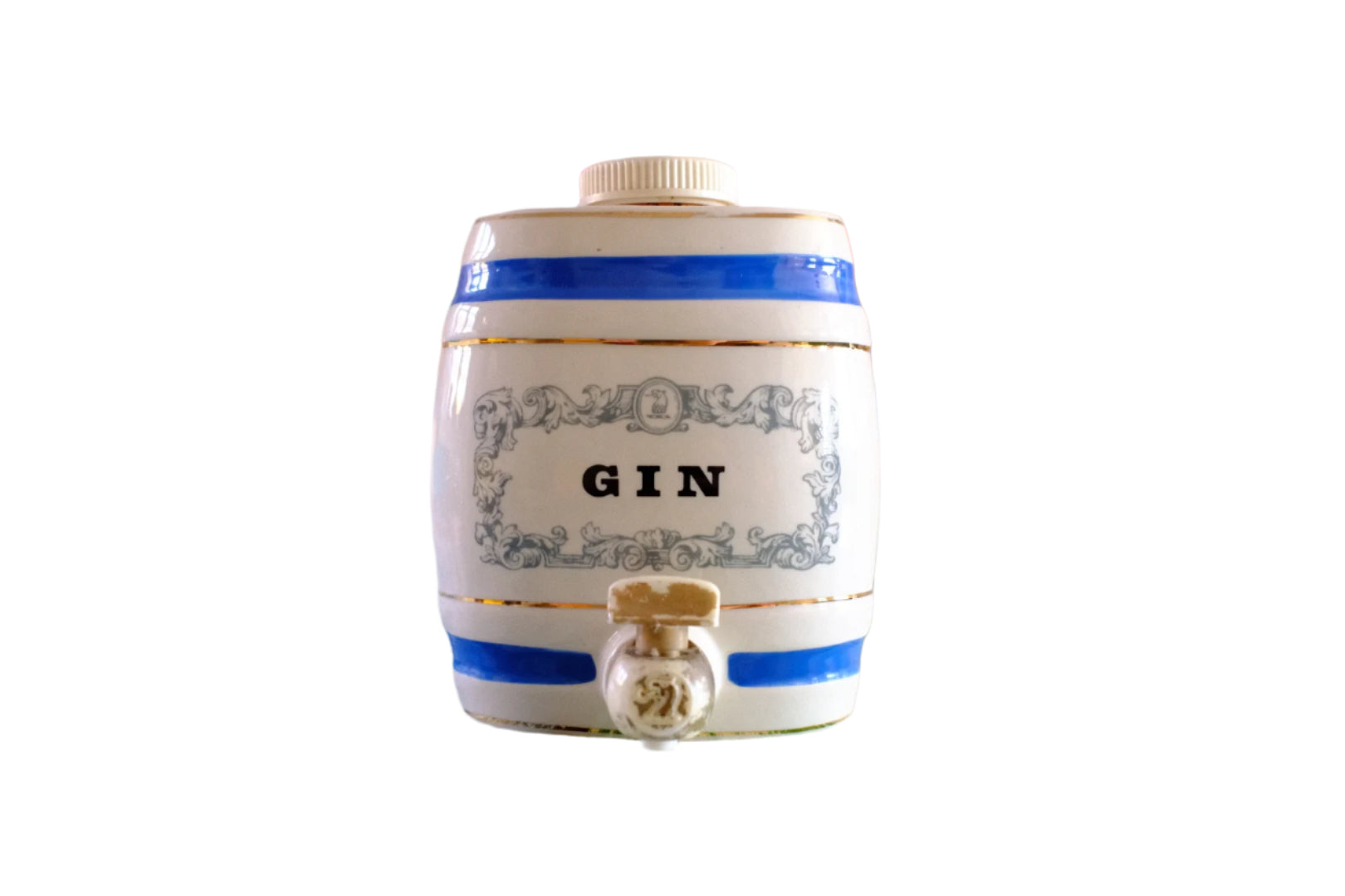 Vintage-style glass gin decanter with etched label