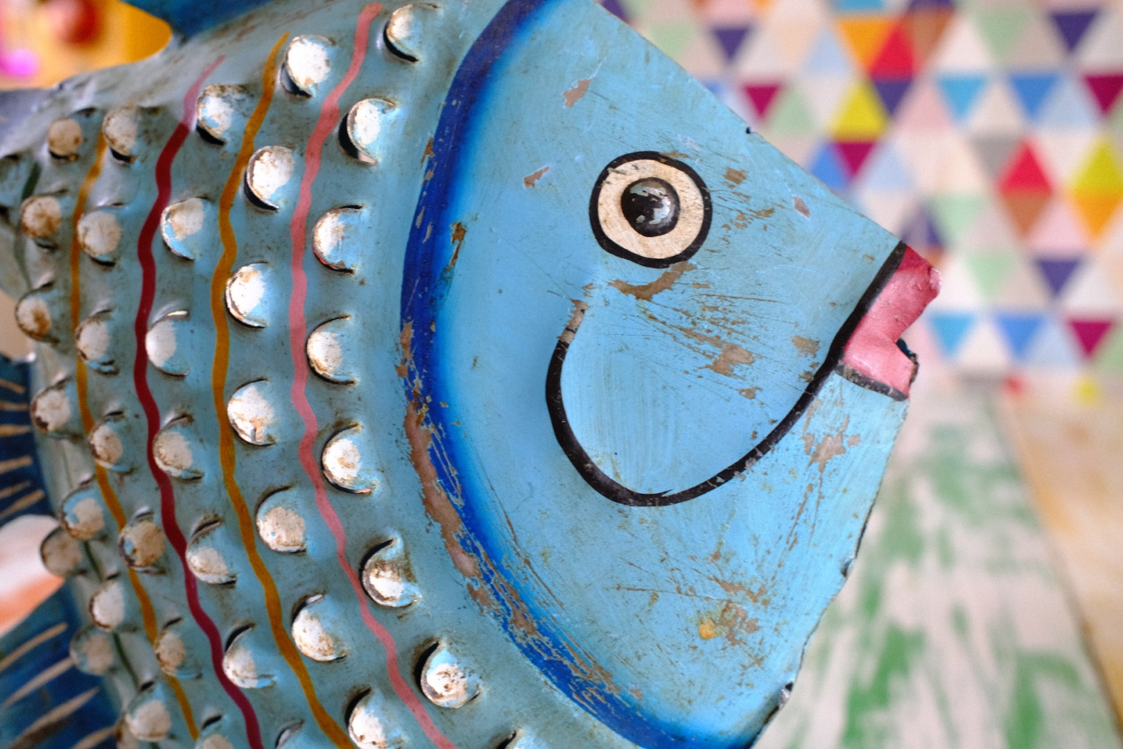 Quirky Blue Metal Fish Lantern