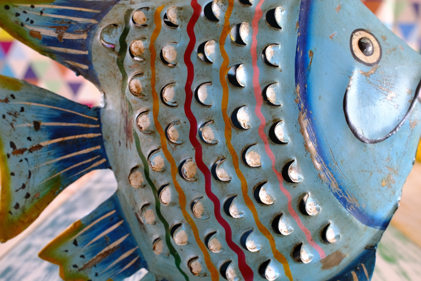 Quirky Blue Metal Fish Lantern