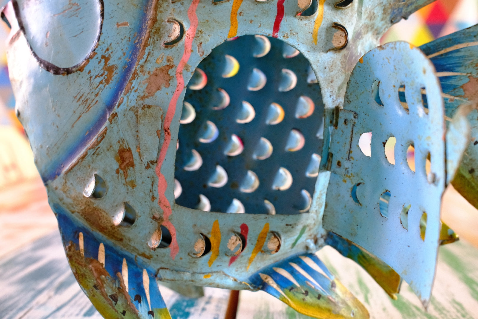 Quirky Blue Metal Fish Lantern