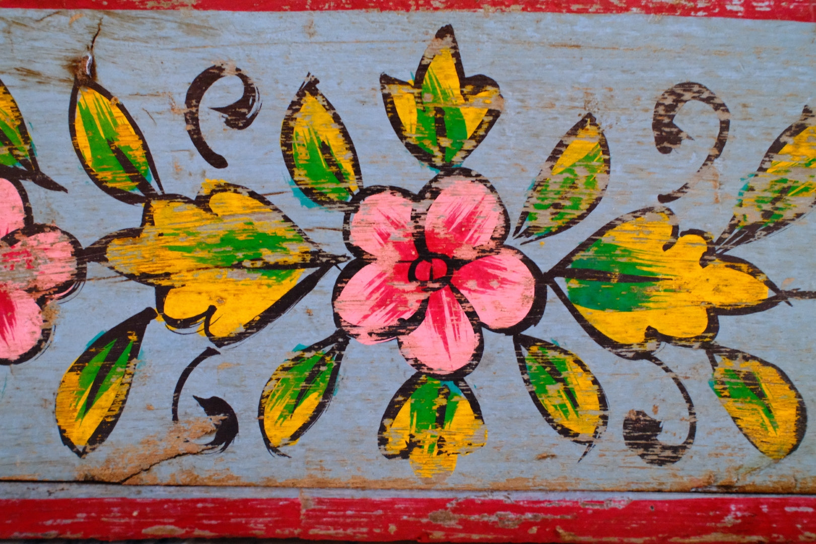 Indian Wooden Brick Mould with Floral Design – Decorative Storage
