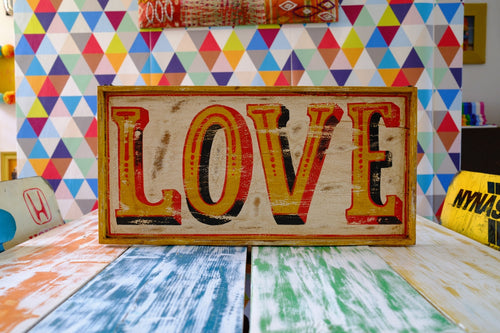 Hand Painted Wooden Vintage “LOVE” Sign