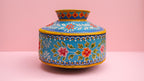 Hand-Painted Blue Indian Watering Pot | Colourful Boho Metal Planter