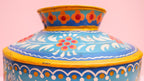 Hand-Painted Blue Indian Watering Pot | Colourful Boho Metal Planter