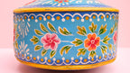 Hand-Painted Blue Indian Watering Pot | Colourful Boho Metal Planter
