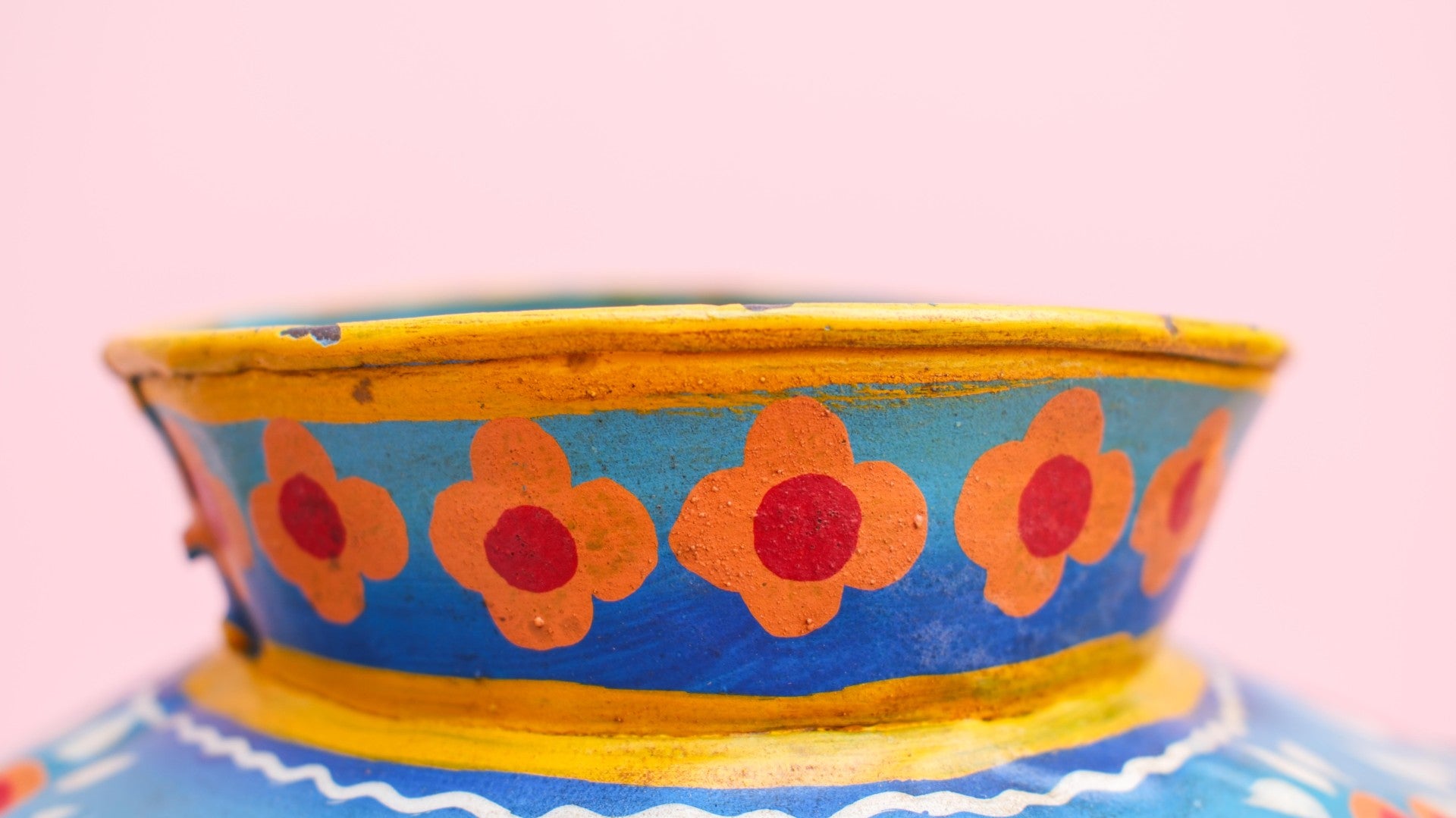 Hand-Painted Blue Indian Watering Pot | Colourful Boho Metal Planter