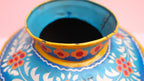 Hand-Painted Blue Indian Watering Pot | Colourful Boho Metal Planter