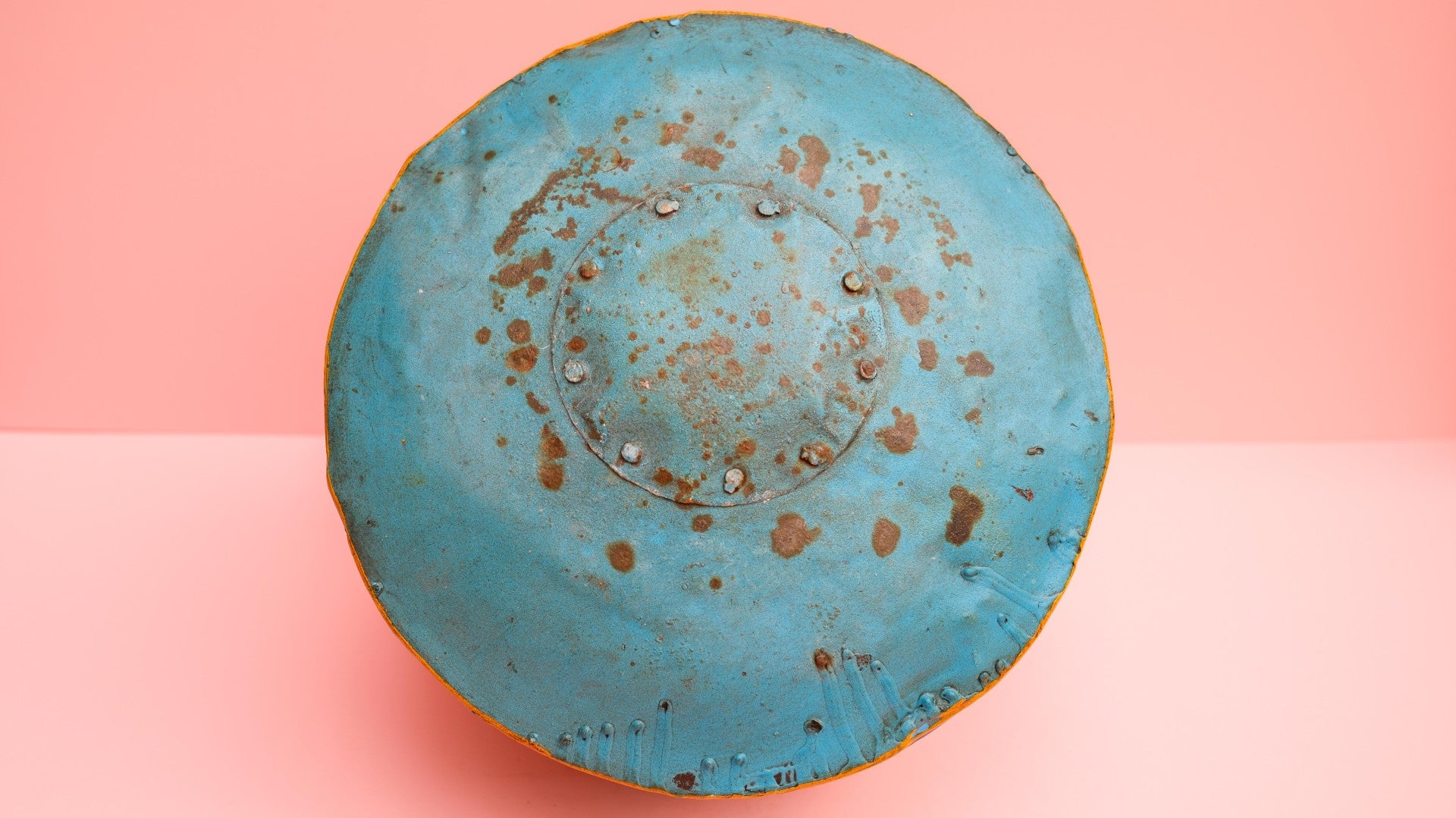 Hand-Painted Blue Indian Watering Pot | Colourful Boho Metal Planter