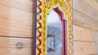 Large Hand-Painted yellow Indian Panel Mirror – Colourful Boho Wall Décor