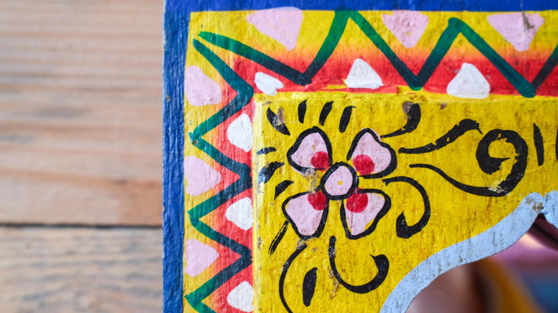 Large Hand-Painted yellow Indian Panel Mirror – Colourful Boho Wall Décor