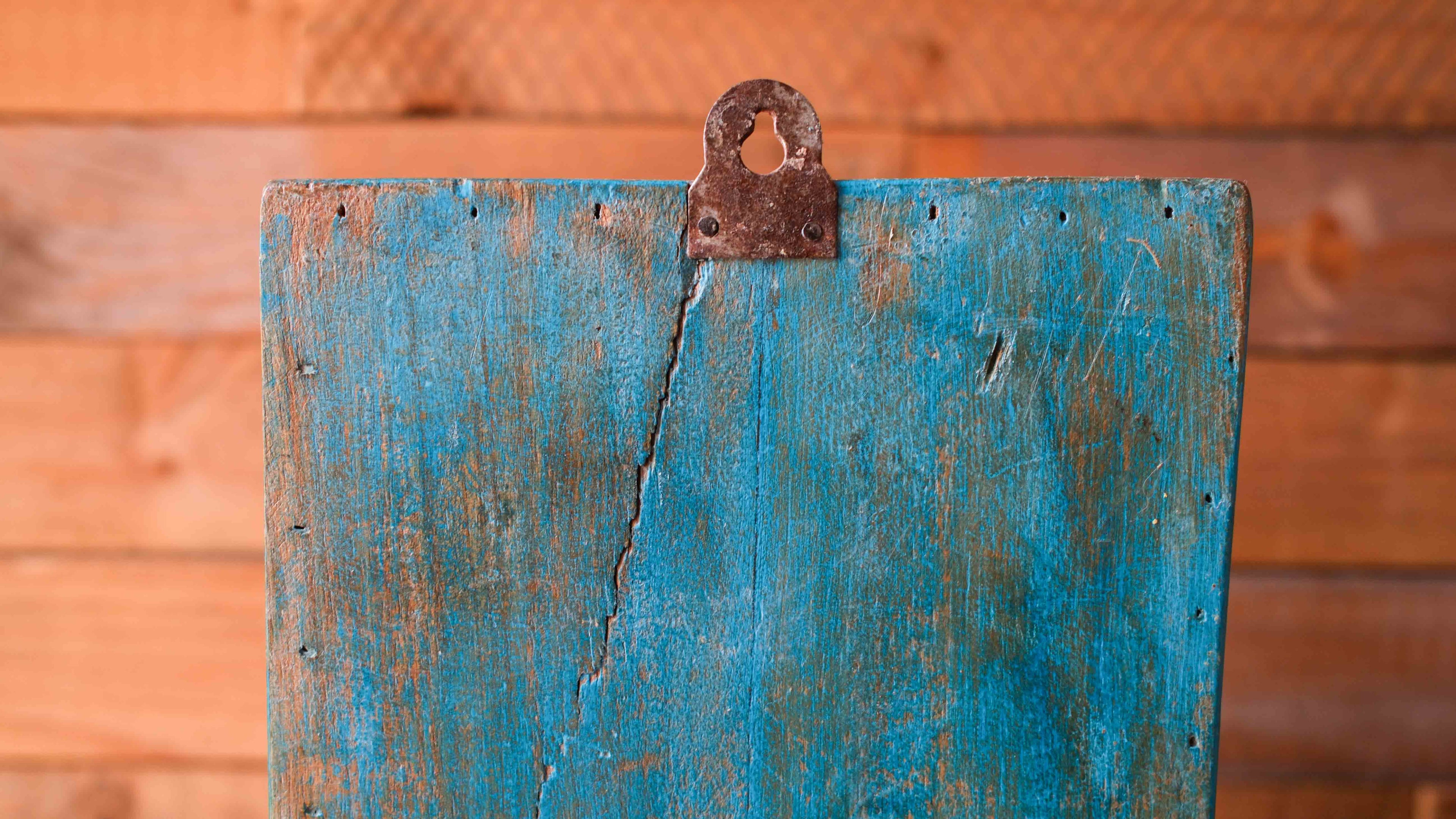 Indian Dark Blue Arched Wooden Box – Handcrafted Distressed Boho Wall Decor