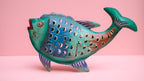 Funky Fish Lantern – Hand-Painted Boho Coastal Candle Holder