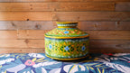 Hand-Painted Green Indian Watering Pot | Colourful Boho Metal Planter