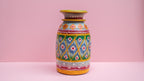 Hand-Painted Green Indian Wooden Pot – Bold Boho Folk Art Décor
