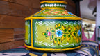 Hand-Painted Green Indian Watering Pot | Colourful Boho Metal Planter