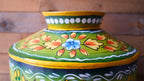 Hand-Painted Green Indian Watering Pot | Colourful Boho Metal Planter