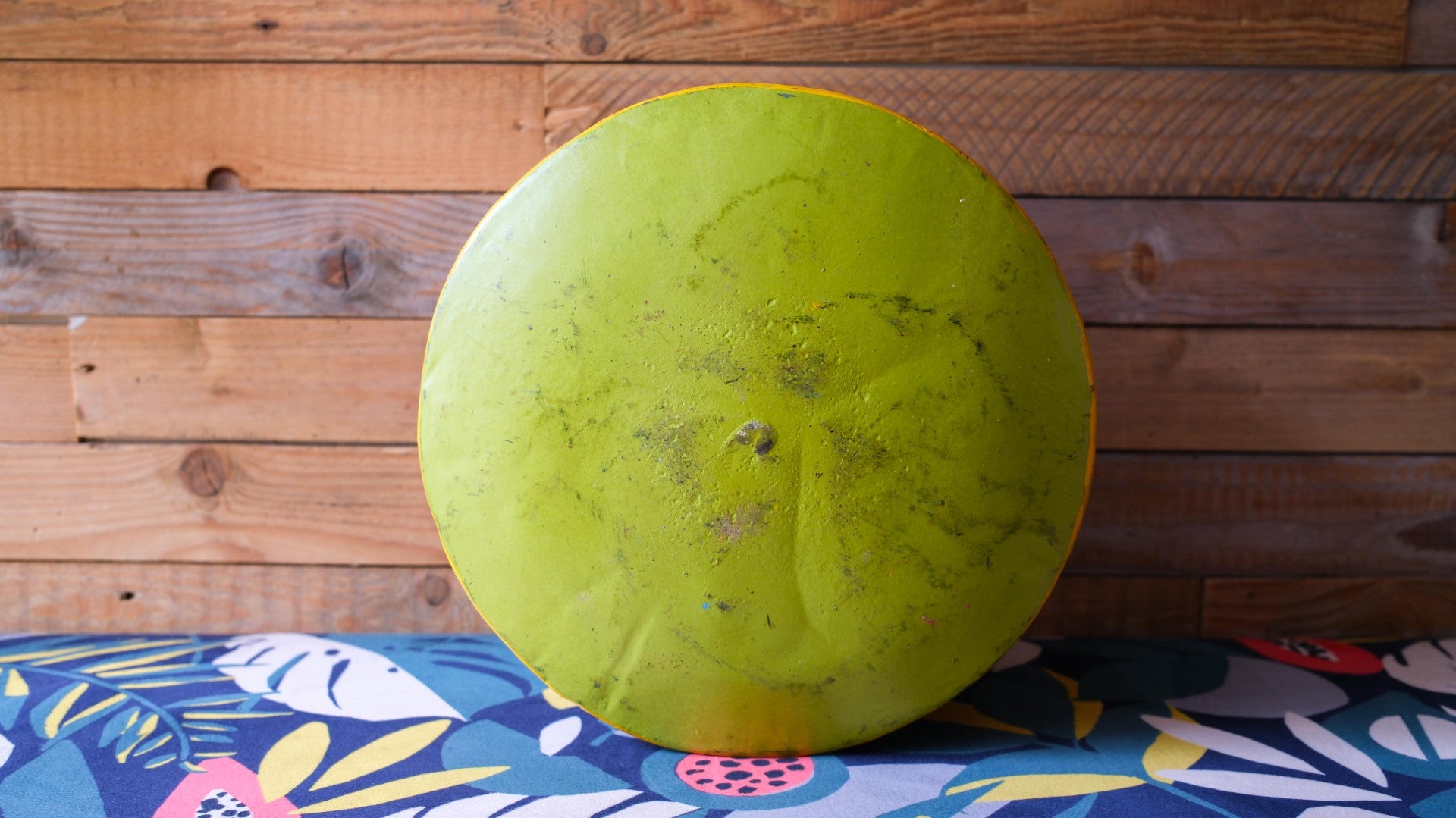 Hand-Painted Green Indian Watering Pot | Colourful Boho Metal Planter