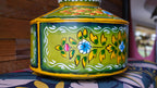 Hand-Painted Green Indian Watering Pot | Colourful Boho Metal Planter