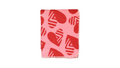 Pink blanket with red heart patterns on a white background