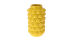 Yellow textured lemon flower vase on a white background