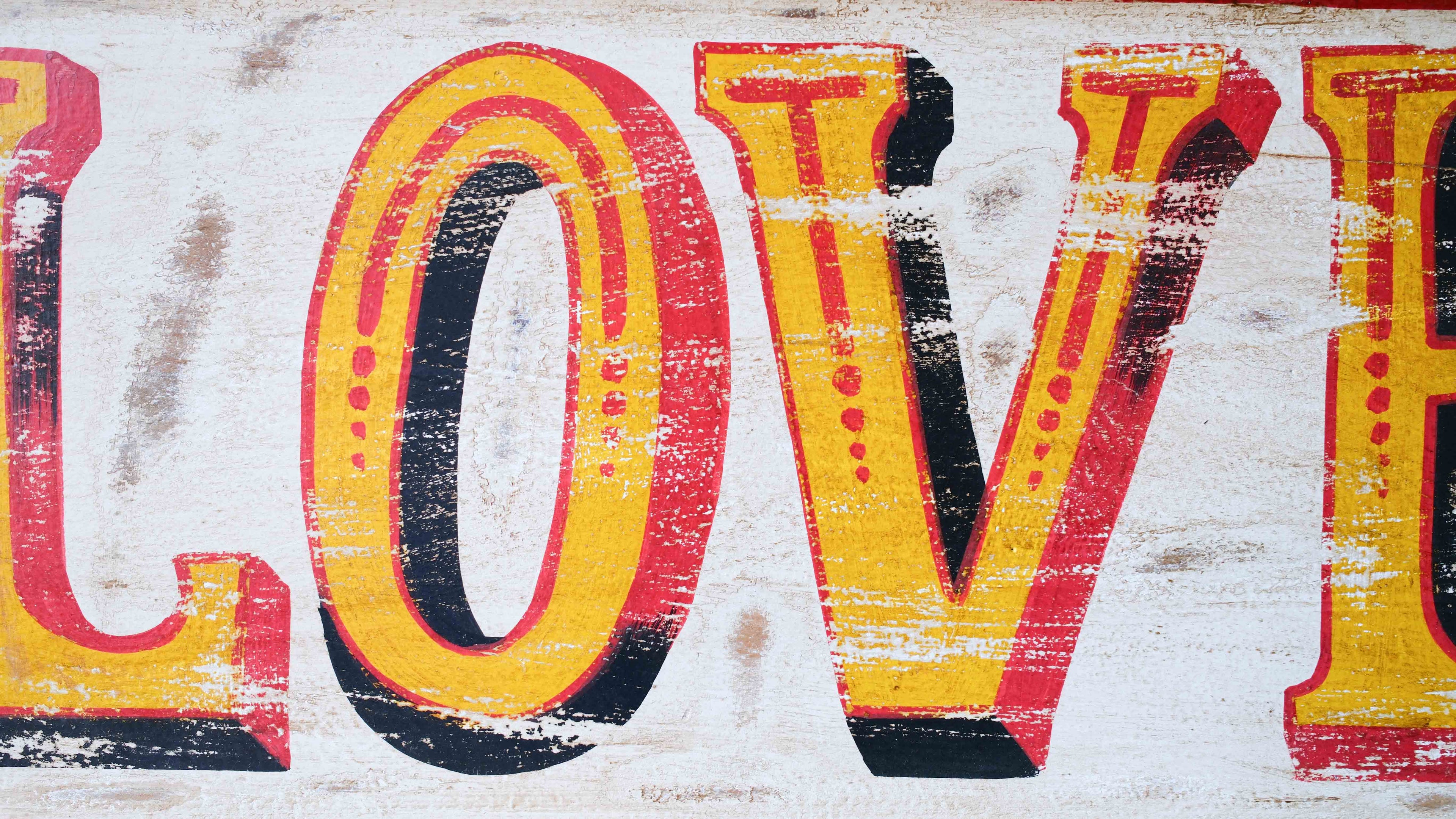 LOVE Wooden Sign | Vintage Hand Painted Fairground Wall Decor