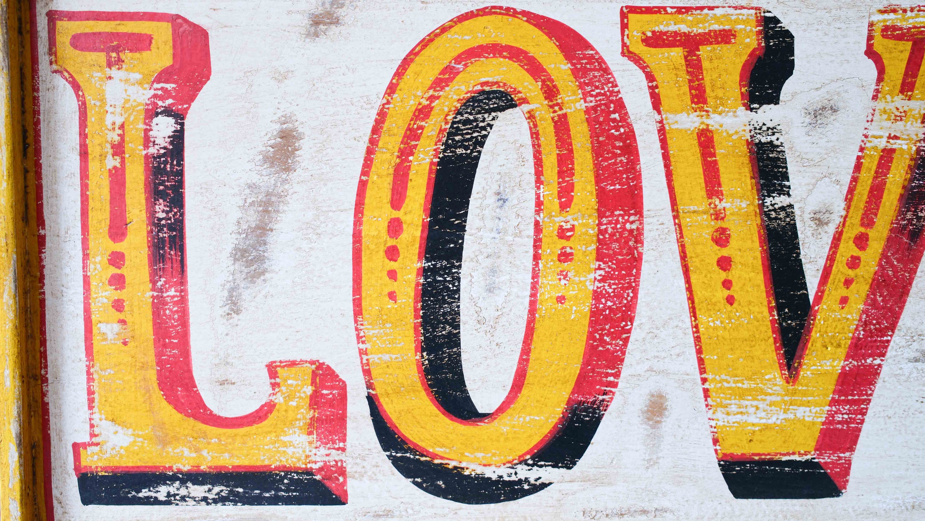 LOVE Wooden Sign | Vintage Hand Painted Fairground Wall Decor