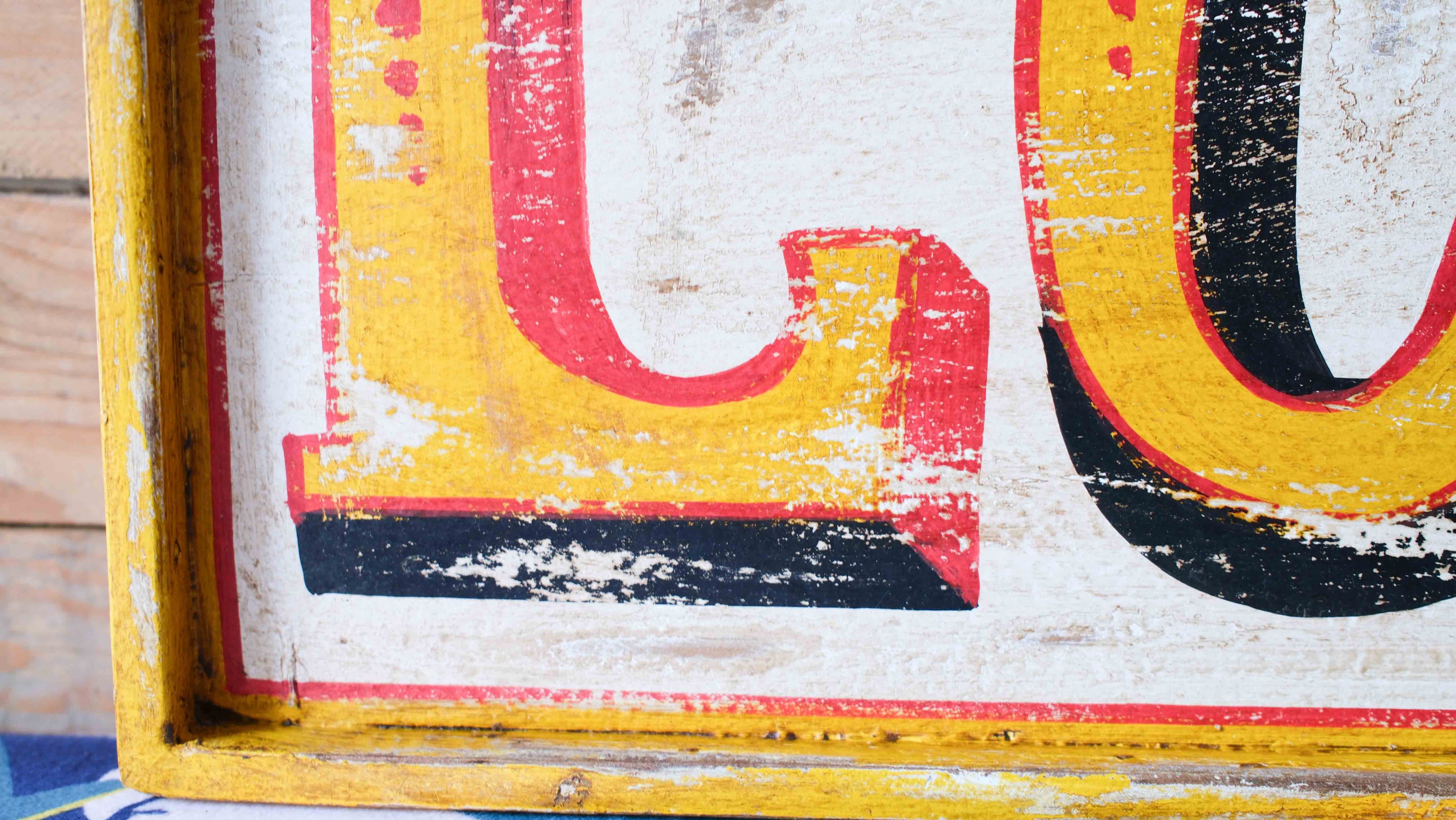 LOVE Wooden Sign | Vintage Hand Painted Fairground Wall Decor