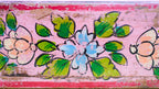 Pink Indian Wooden Brick Mould – Hand-Painted Floral Decorative Storage