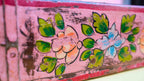 Pink Indian Wooden Brick Mould – Hand-Painted Floral Decorative Storage