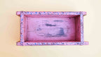 Pink Indian Wooden Brick Mould – Hand-Painted Floral Decorative Storage