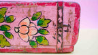 Pink Indian Wooden Brick Mould – Hand-Painted Floral Decorative Storage