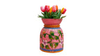 Hand-Painted Pink Indian Wooden Pot – Boho Folk Art Vase