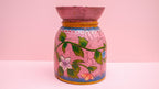 Hand-Painted Pink Indian Wooden Pot – Boho Folk Art Vase