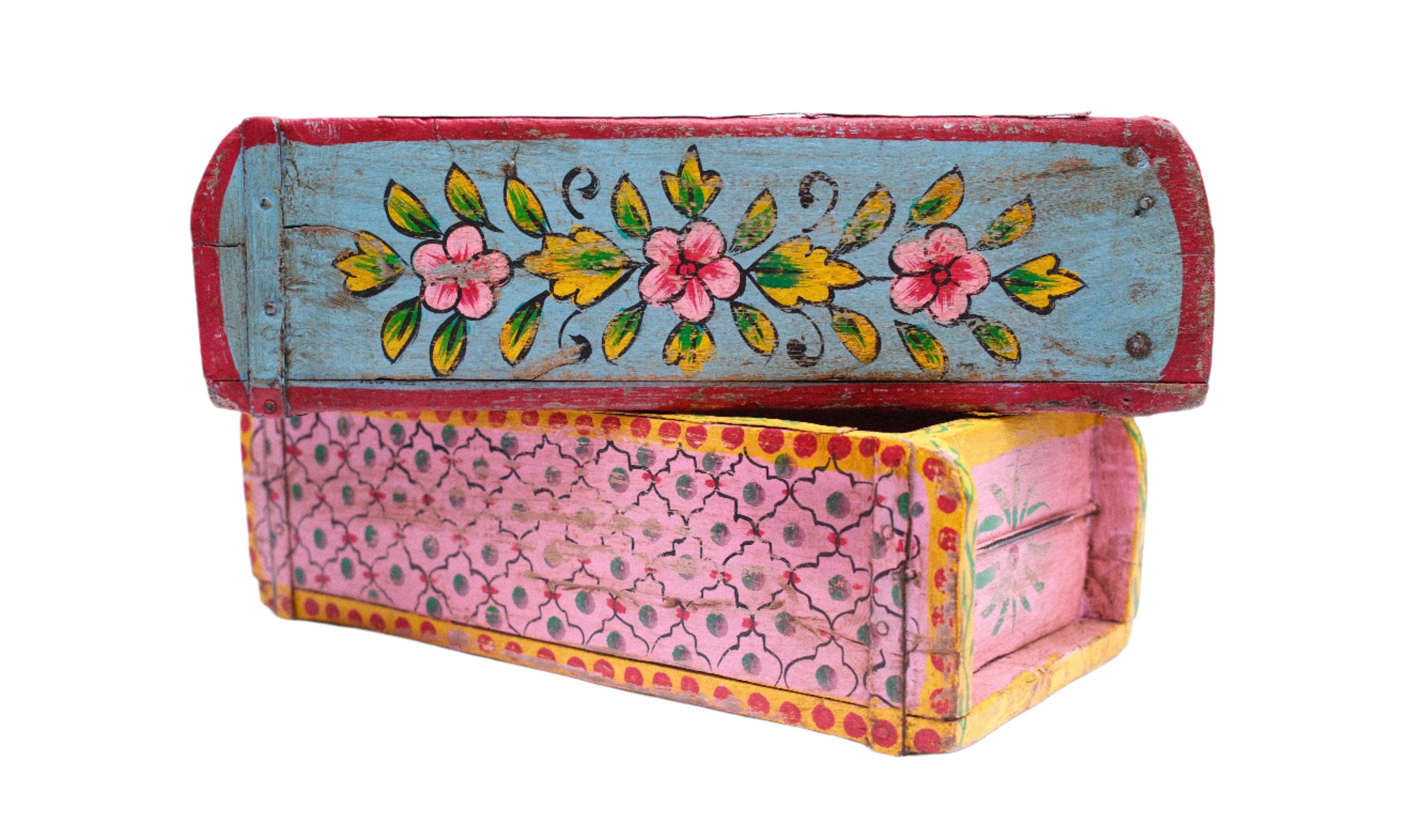 Vintage floral hand painted indian brick moulds