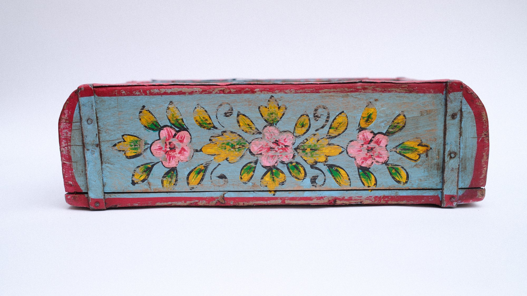 Indian Wooden Brick Mould with Floral Design – Decorative Storage